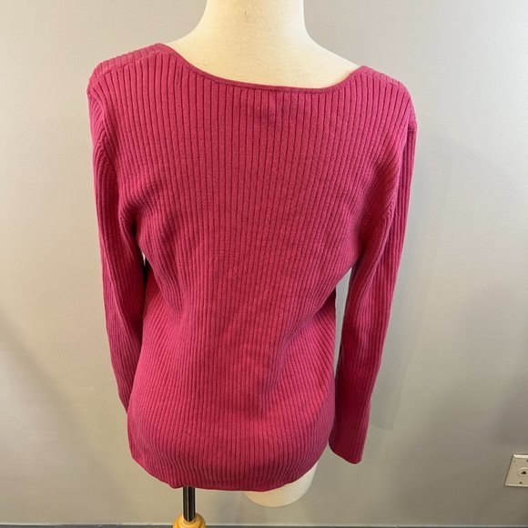 NWOT OPEN EDIT Rib Scoop Neck Sweater in Pink‎ Malaga (XL) - Picture 4 of 7